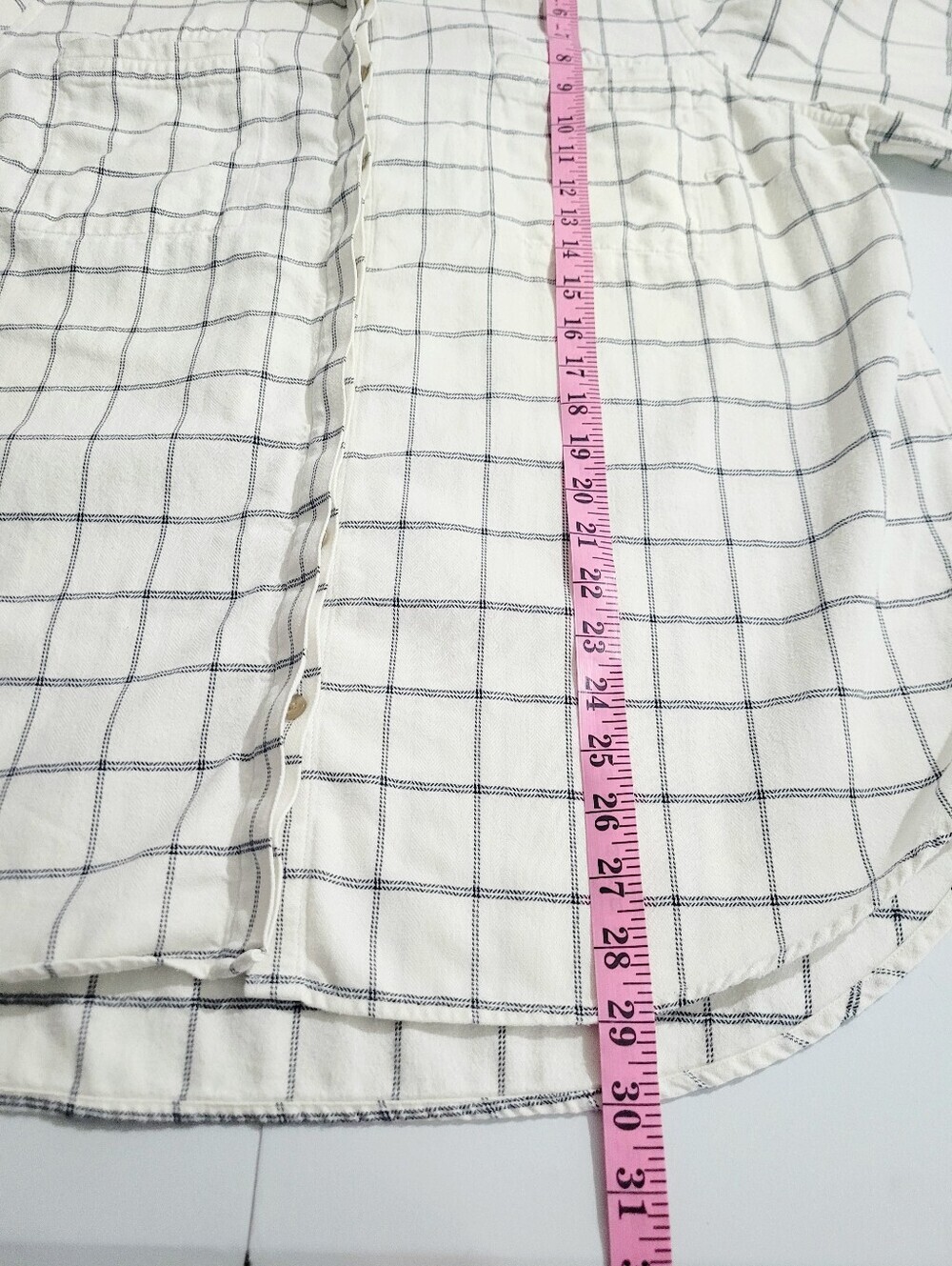 L.L.Bean Women’s XL White Gray Windowpane Plaid 100% Cotton Button Down Shirt - Picture 7 of 13